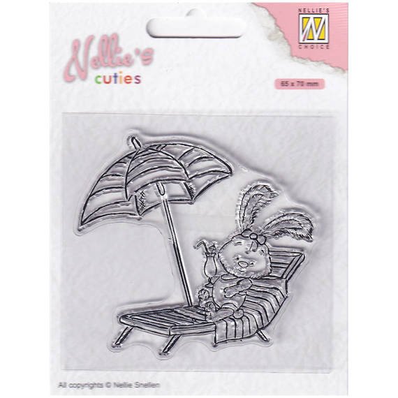 NELLIE'S Transparent Acryl Stempel Motivstempel Clear Stamp -  Hase im Liegestuhl