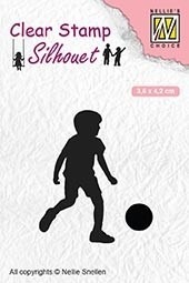 NELLIE'S Transparent Acryl Stempel Motivstempel Clear Stamp, Junge Ball Football