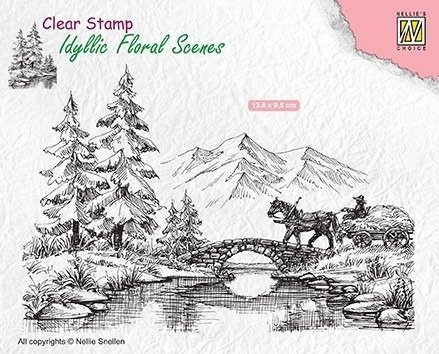 NELLIE'S Transparent Acryl Stempel Motivstempel Clear Stamp - Landschaft Berge