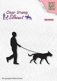 NELLIE'S Transparent Acryl Stempel Motivstempel Clear Stamp -  Mann Hund