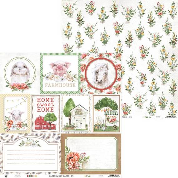 P13 30,5x30,5cm doppelseitig Scrapbooking Paper Designpapier 240g, Farm sweet farm 05