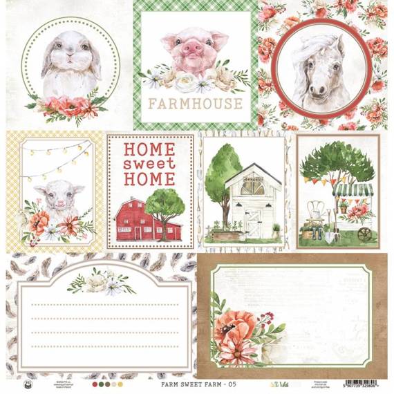 P13 30,5x30,5cm doppelseitig Scrapbooking Paper Designpapier 240g, Farm sweet farm 05