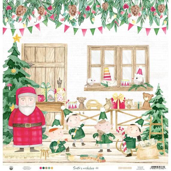 P13 30,5x30,5cm doppelseitig Scrapbooking Paper Designpapier 240g, Santa's workshop 01