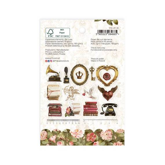 P13 - Papierelemente Scrapbooking - Love Stories - 15 Stück