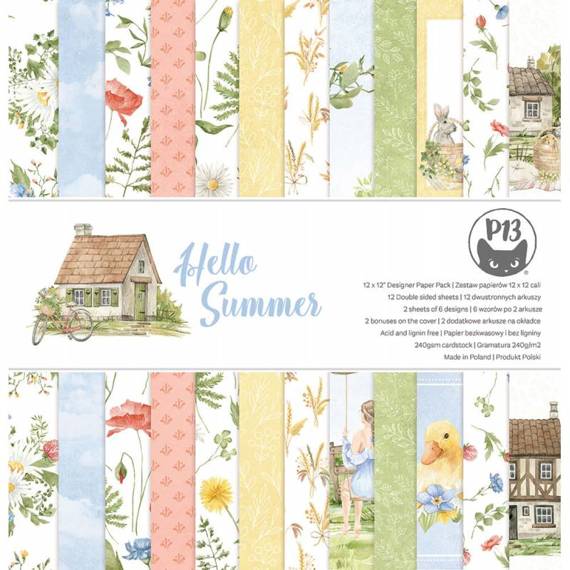 P13 Set 12 Blatt 30,5x30,5cm doppelseitig Scrapbooking Papier 240g, Hello Summer 