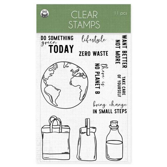P13 Transparent Stempeln Set Motivstempel Clear Stamps,There is no Planet B, 11 St