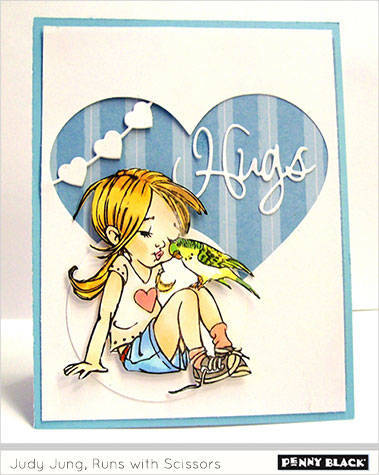 PENNY BLACKNELLIE'S Transparent Acryl Stempel Motivstempel - Tweetie, Mädchen mit Papagei