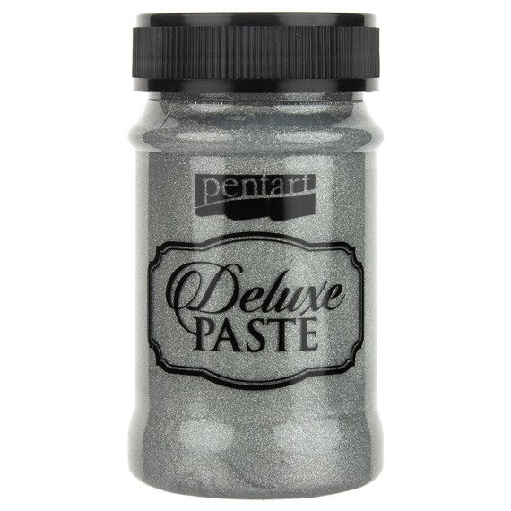 PENTART Deluxe PASTE Effektpaste, Basteln, für Schablonen Platin 100 ml 