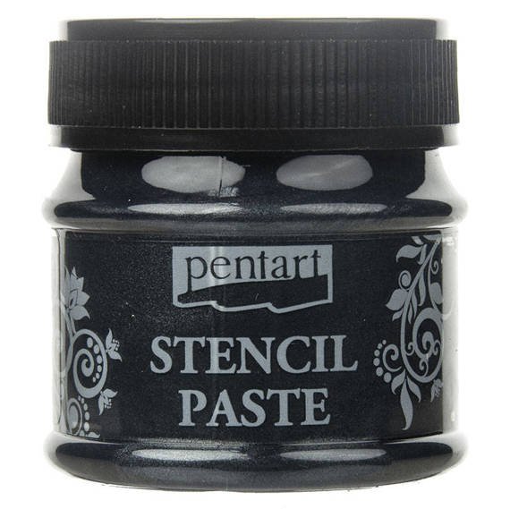 PENTART - Paste für Schablonen - Stencil Paste - metallisch - schwarz - 50 ml
