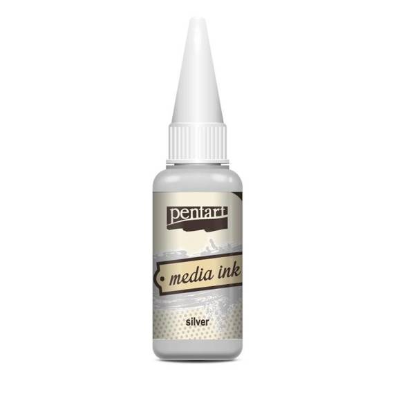 PENTART - Tinte auf Alcoholbasis - Media Ink - Silber 20ml