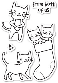POPPYSTAMPS Stanzform Präge Stanzschablone Cutting Die + Stempel - Cat friends Katzenfreunde