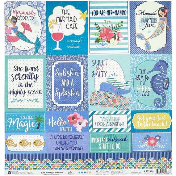 PRIMA 30x30cm doppelseitig Scrapbooking Papier Designpapier, Mermaids forever