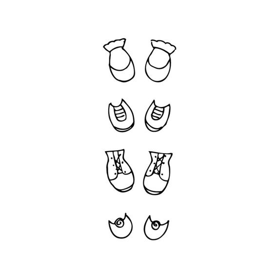 PRIMA Gummistempel Stempel Motivstempel - Baby Shoe Set Schuhe Set