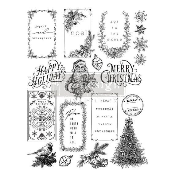 PRIMA -  Transparenter Stempel  CLEAR STAMP - Santa's Helper Tags