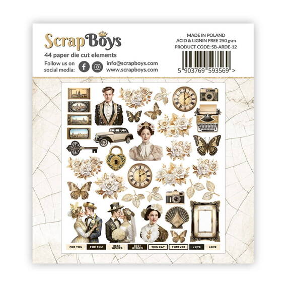 Papierelemente - SCRAPBOYS - Art Decoria 50 Stück.