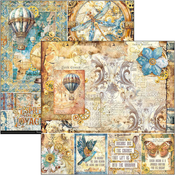 Papierset doppelseitig Scrapbooking Papier 20x20cm - Ciao Bella - Esprit de Voyage