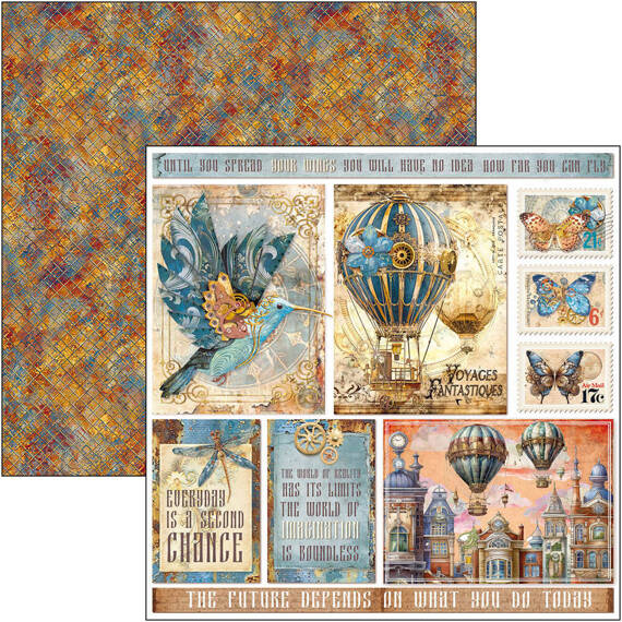 Papierset doppelseitig Scrapbooking Papier 20x20cm - Ciao Bella - Esprit de Voyage