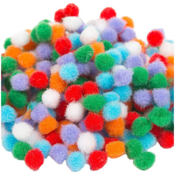 Polyester Pompons 7mm, Farbmix - 380 Stück