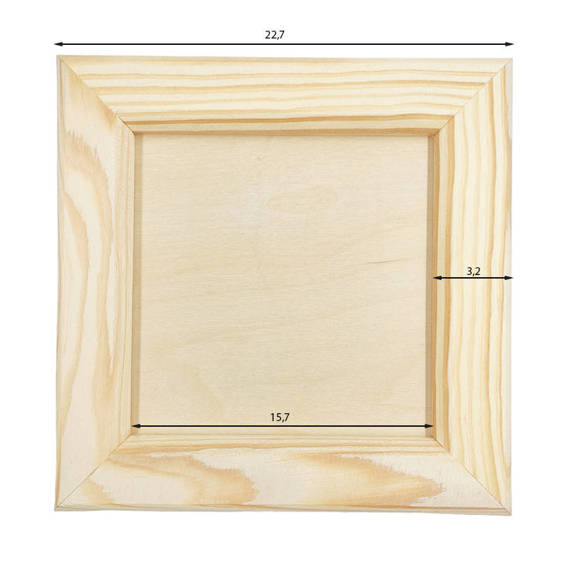 Quadratischer HOLZRAHMEN - Medium, Decoupage-Bastelarbeit 22,5 x 22,5 cm