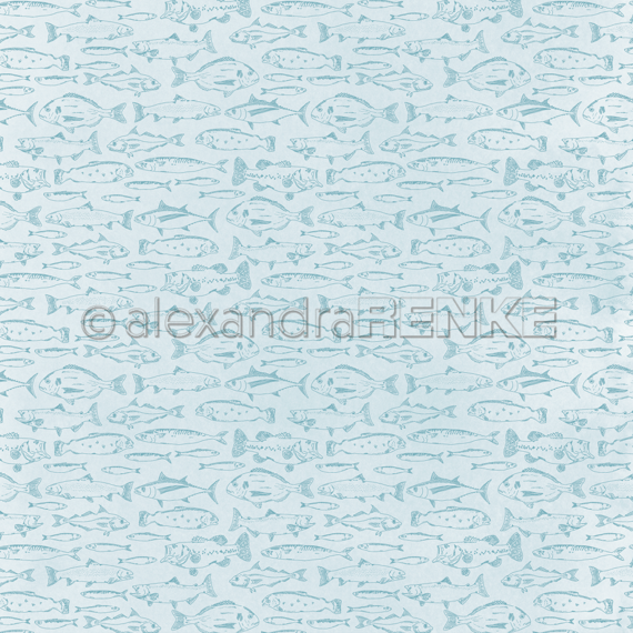 RENKE - Papier 30x30 Scrapbooking Design Papier - Fish On Blue