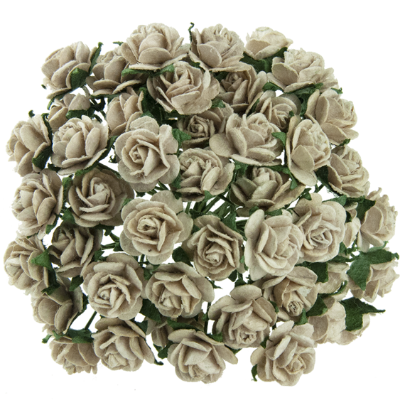 ROSEN Geöffnete 10mm 50Stk Scrapbooking Maulbeerpapier Blumen Flowers kaffeefarbe