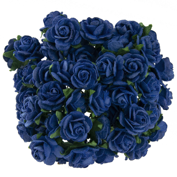 ROSEN Geöffnete 10mm 50Stk Scrapbooking Maulbeerpapier Blumen Flowers marineblau