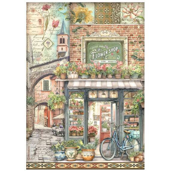 Reispapier Decoupage Bastelpapier A4 - Stamperia - Art of Travelling Shop