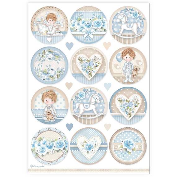 Reispapier Decoupage Bastelpapier A4 - Stamperia - Baby Boy