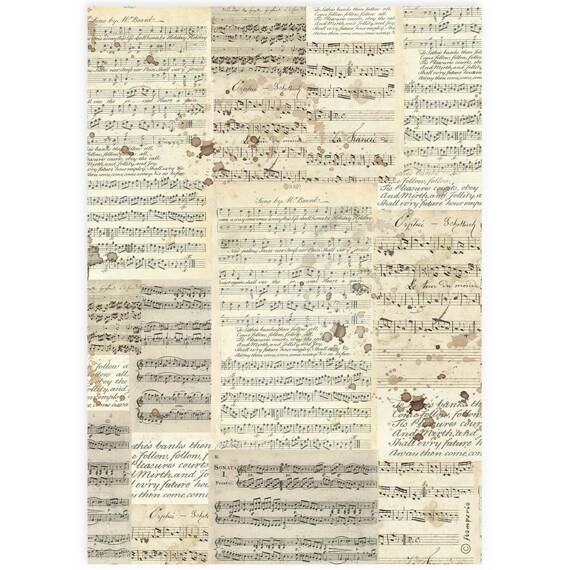 Reispapier Decoupage Bastelpapier A4 - Stamperia - Musiknoten