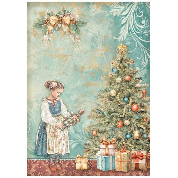 Reispapier Decoupage Bastelpapier A4 - Stamperia -  Nutcracker Weihnachtsbaum