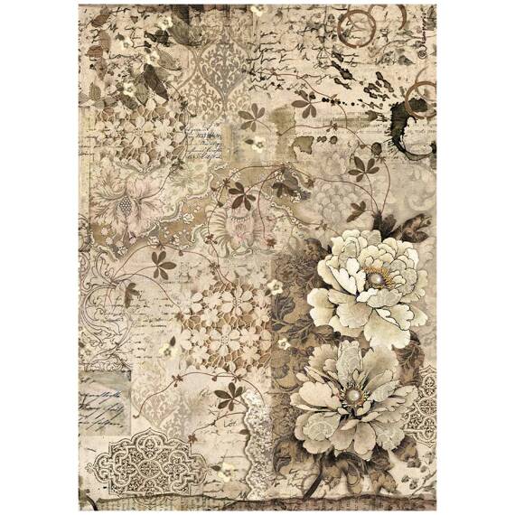 Reispapier Decoupage Bastelpapier A4 - Stamperia - Old lace Blumen und Spitzen