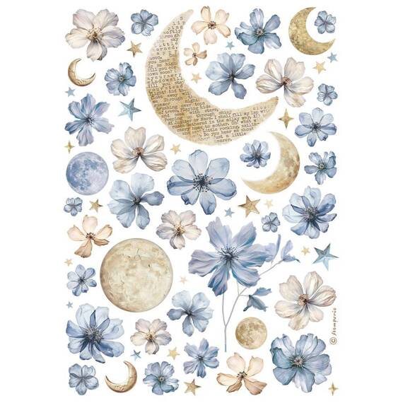 Reispapier Decoupage Bastelpapier A4 - Stamperia - Sonne und Mond