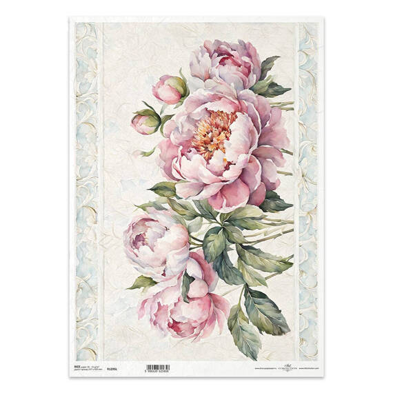 Reispapier Decoupage Bastelpapier für Decoupage A3 ITD-1295L Pfingstrosen