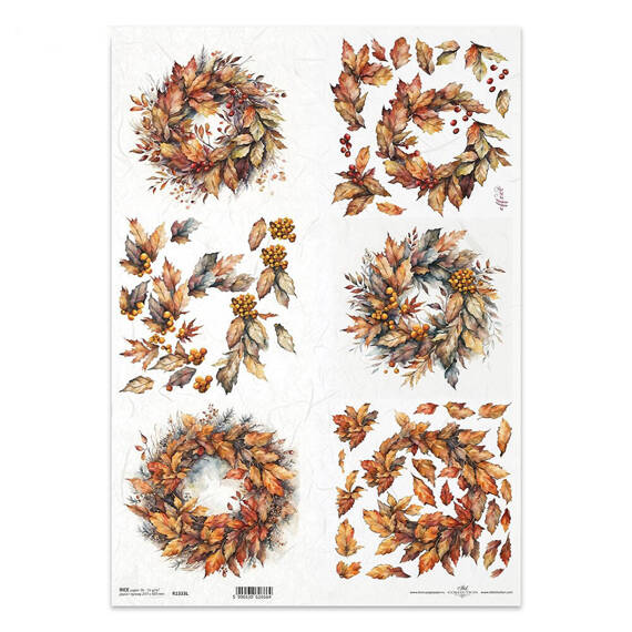 Reispapier Decoupage Bastelpapier für Decoupage A3 ITD-1333L Herbstblatt Blumen