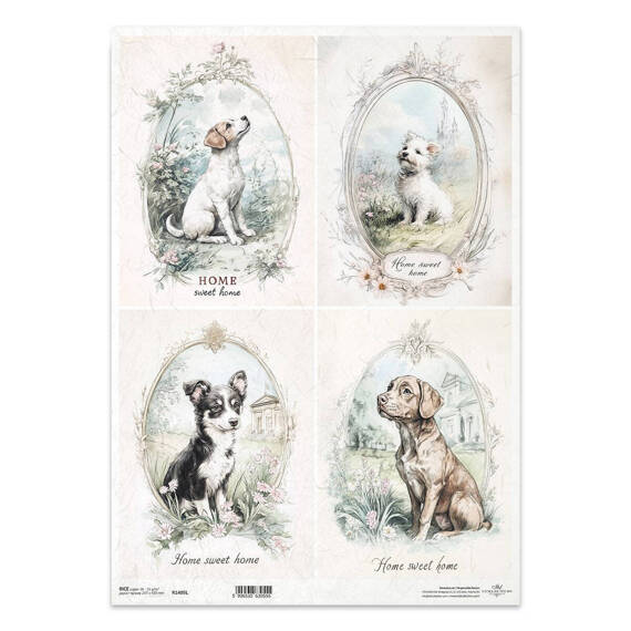 Reispapier Decoupage Bastelpapier für Decoupage A3 ITD-1405L Hunde