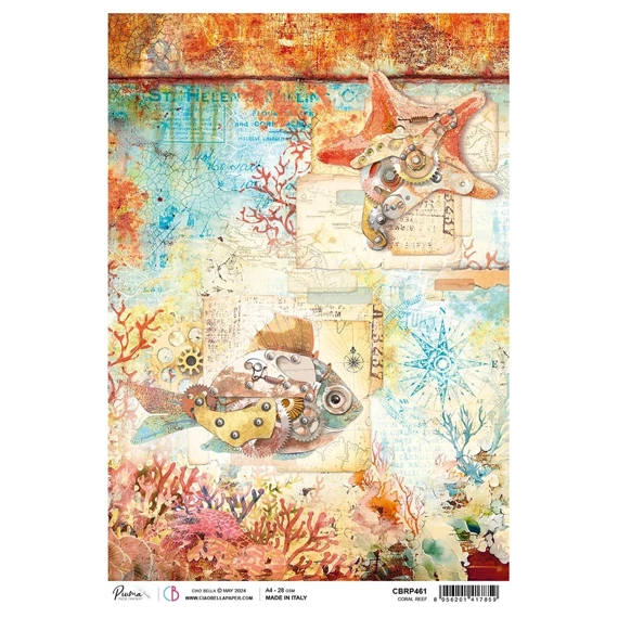 Reispapier Decoupage Bastelpapier für Decoupage A4 - Ciao Bella - Coral Reef 