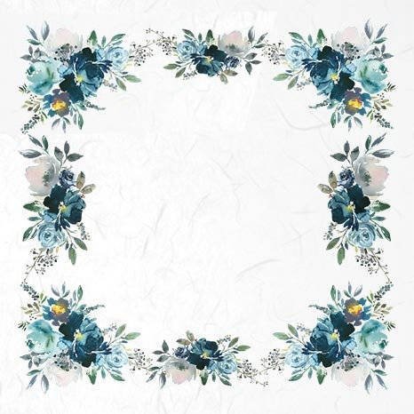 Reispapier-Set, blaue Blumen- ITD 6tlg 