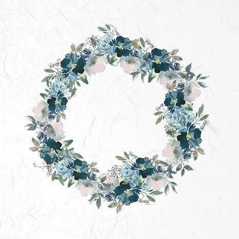 Reispapier-Set, blaue Blumen- ITD 6tlg 