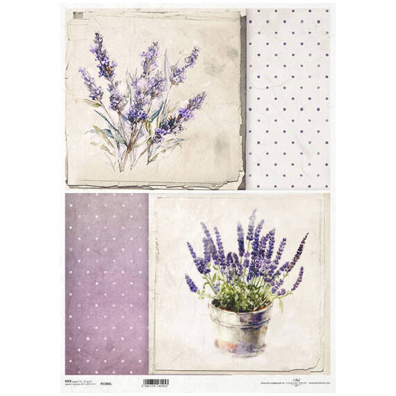 Reispapier für Decoupage A3 ITD-1080L lavendel, punkte