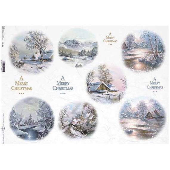 Reispapier für Decoupage ITD-R142L - A3 / Weihnachtliche Winteransichten