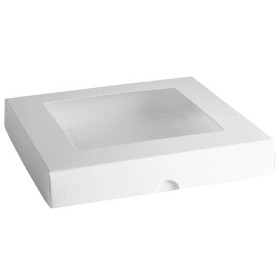 RzP Quadratische Schachtel Geschenkbox Box Karte Fenster 15x15 300 g, weiß