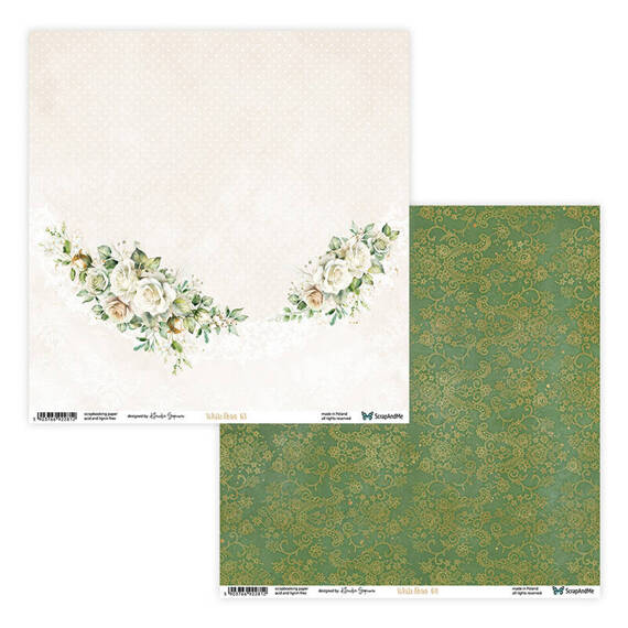 SCRAPANDME Set 15Blatt 20x20cm doppelseitig Scrapbooking Papier - White Roses