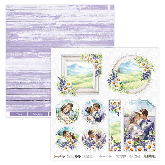 SCRAPBOYS Set 12 Blatt 30,5x30,5 doppelseitig Scrapbooking Papier Set - Lavender Love