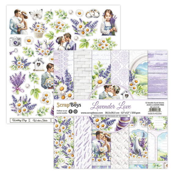 SCRAPBOYS Set 12 Blatt 30,5x30,5 doppelseitig Scrapbooking Papier Set - Lavender Love