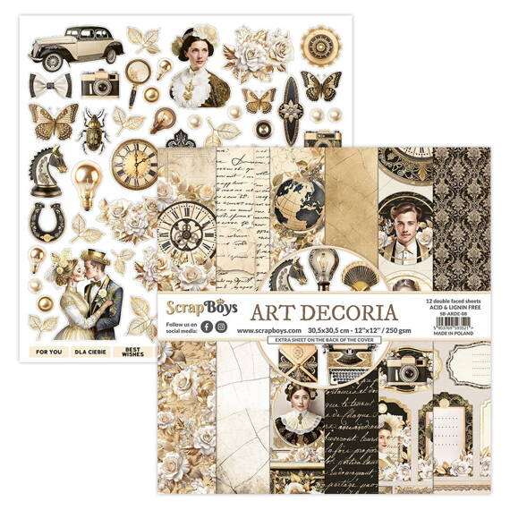 SCRAPBOYS Set 12 Blatt 30,5x30,5cm doppelseitig Scrapbooking Papier Set - Art Decoria