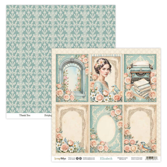 SCRAPBOYS Set 12 Blatt 30,5x30,5cm doppelseitig Scrapbooking Papier Set - Elizabeth