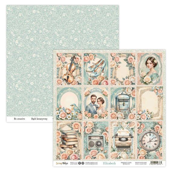 SCRAPBOYS Set 12 Blatt 30,5x30,5cm doppelseitig Scrapbooking Papier Set - Elizabeth