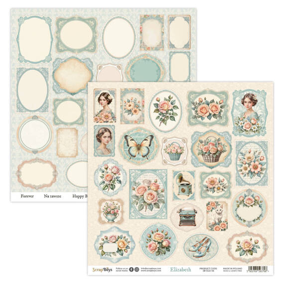 SCRAPBOYS Set 12 Blatt 30,5x30,5cm doppelseitig Scrapbooking Papier Set - Elizabeth