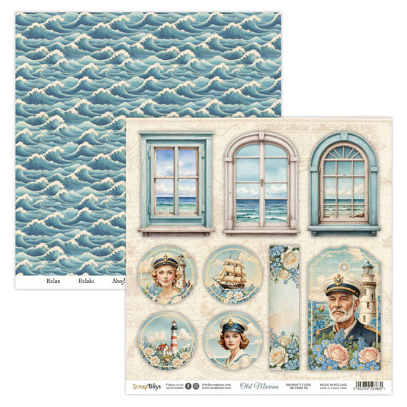 SCRAPBOYS Set 12 Blatt 30,5x30,5cm doppelseitig Scrapbooking Papier Set - Old Marina