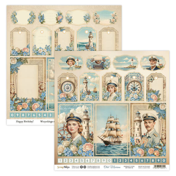 SCRAPBOYS Set 12 Blatt 30,5x30,5cm doppelseitig Scrapbooking Papier Set - Old Marina